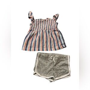 Striped Top and Gray Shorts Set size 9-12 months